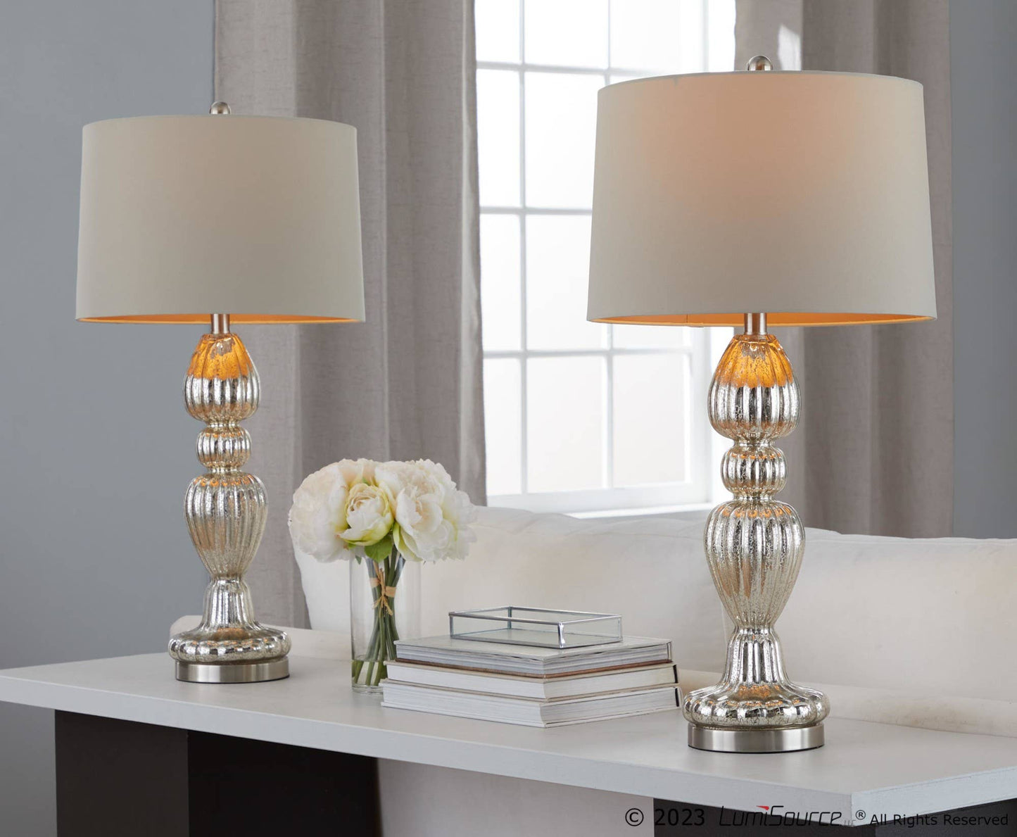 LumiSource and Grandview Gallery - Spade 30" Glass Table Lamp - Set of 2