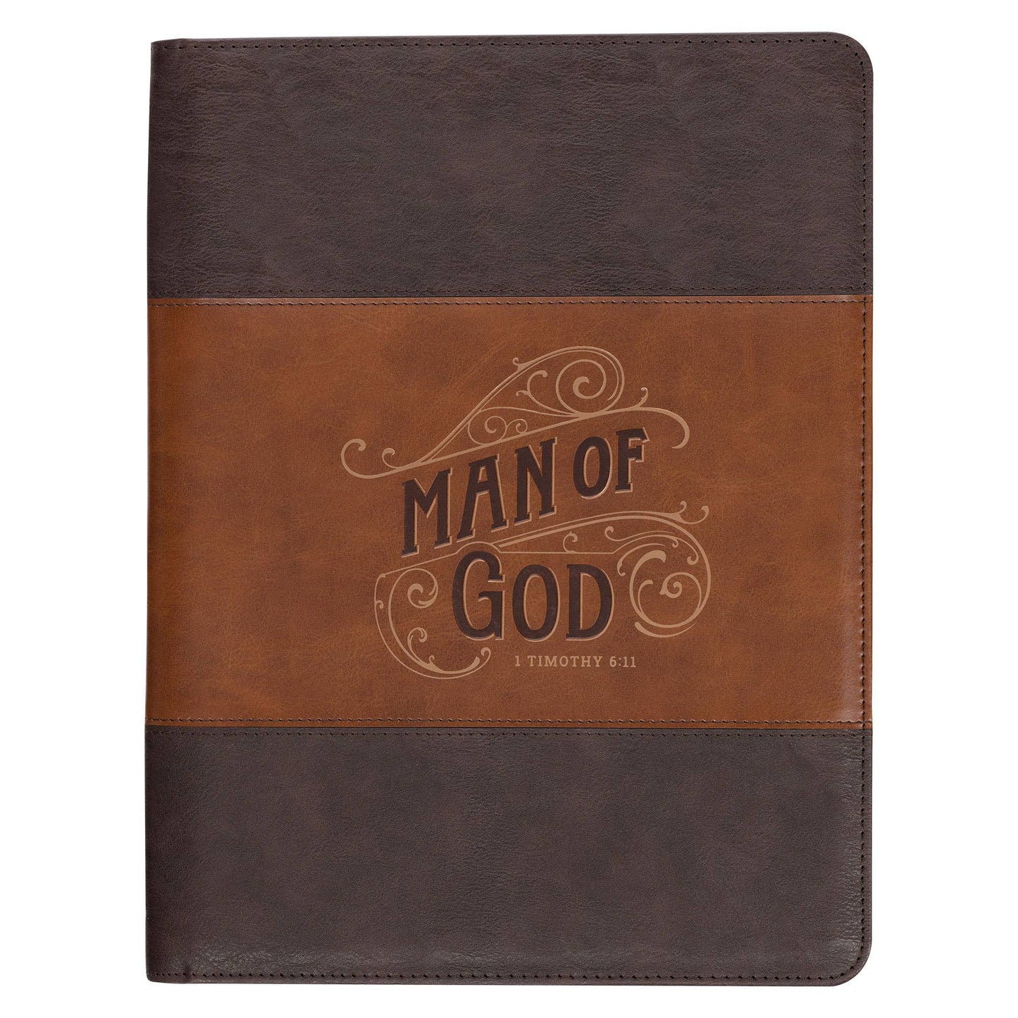 Christian Art Gifts - Padfolio Two-tone Brown Man of God 1 Tim. 6:11