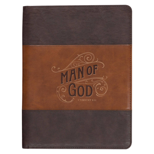 Christian Art Gifts - Padfolio Two-tone Brown Man of God 1 Tim. 6:11