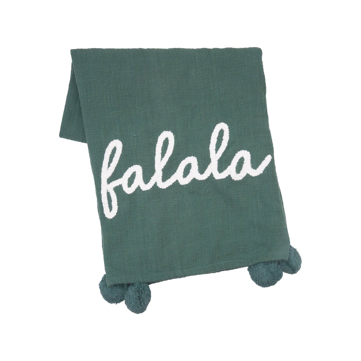 carol & frank - Christmas Falala Green Pom-Pom Throw Blanket