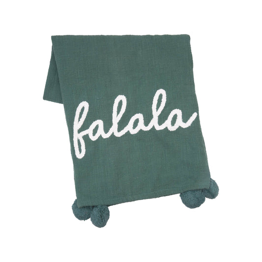 carol & frank - Christmas Falala Green Pom-Pom Throw Blanket