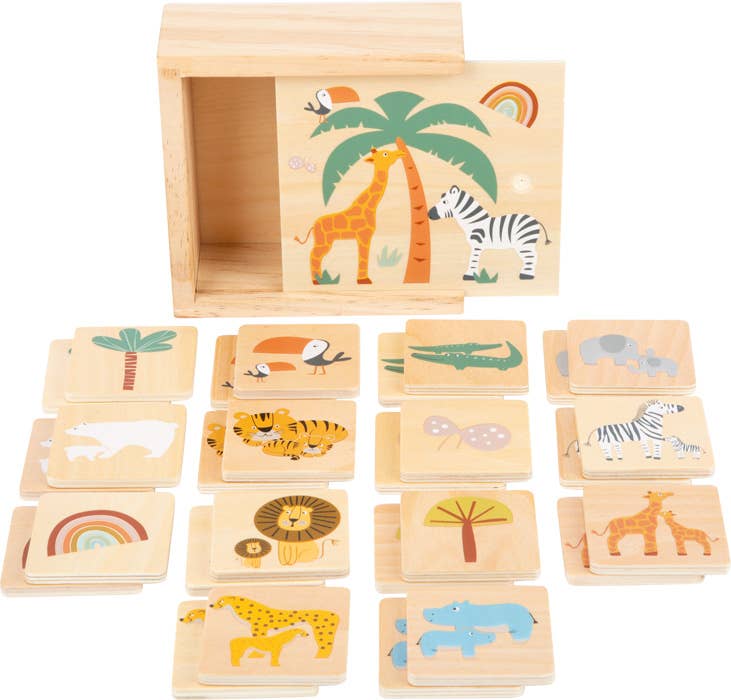 Hauck Toys - Small Foot Wooden Toys Safari Themed Memory Game
