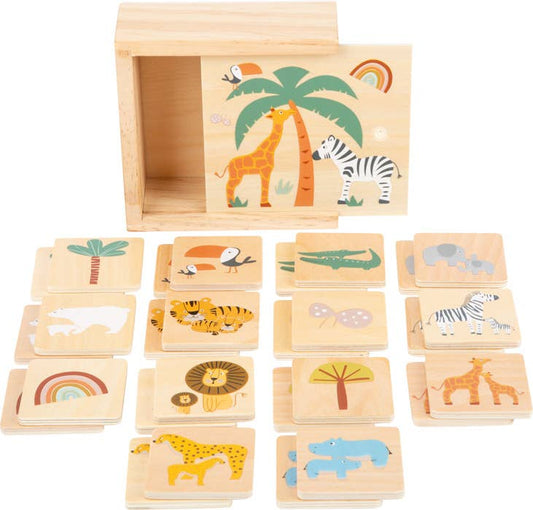Hauck Toys - Small Foot Wooden Toys Safari Themed Memory Game