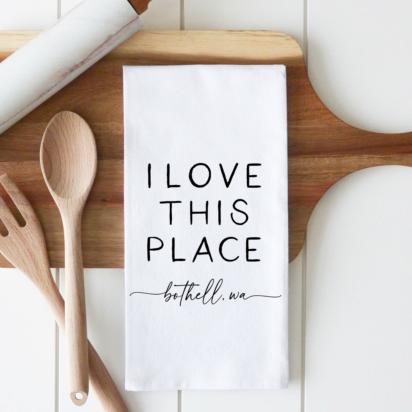 Porter Lane Home - I Love This Place Custom Tea Towel