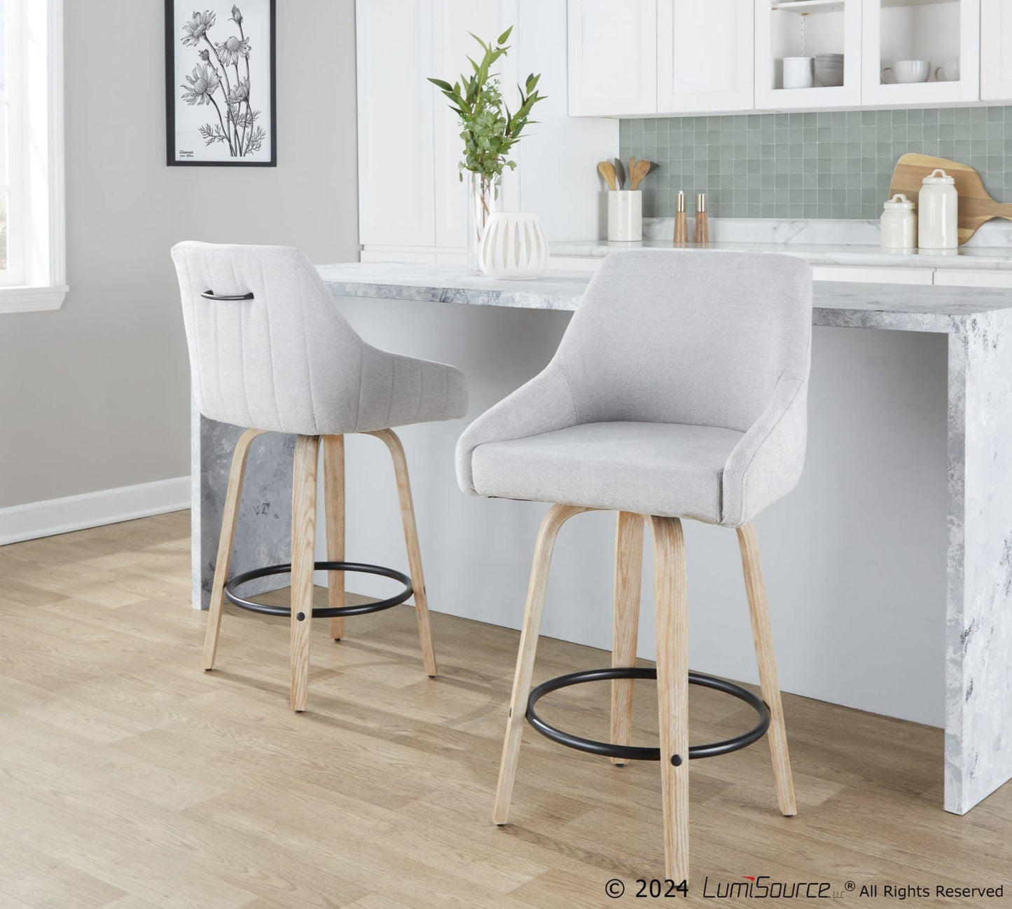 LumiSource and Grandview Gallery - Hannah 26" Fixed-Height Counter Stool WW - Set of 2