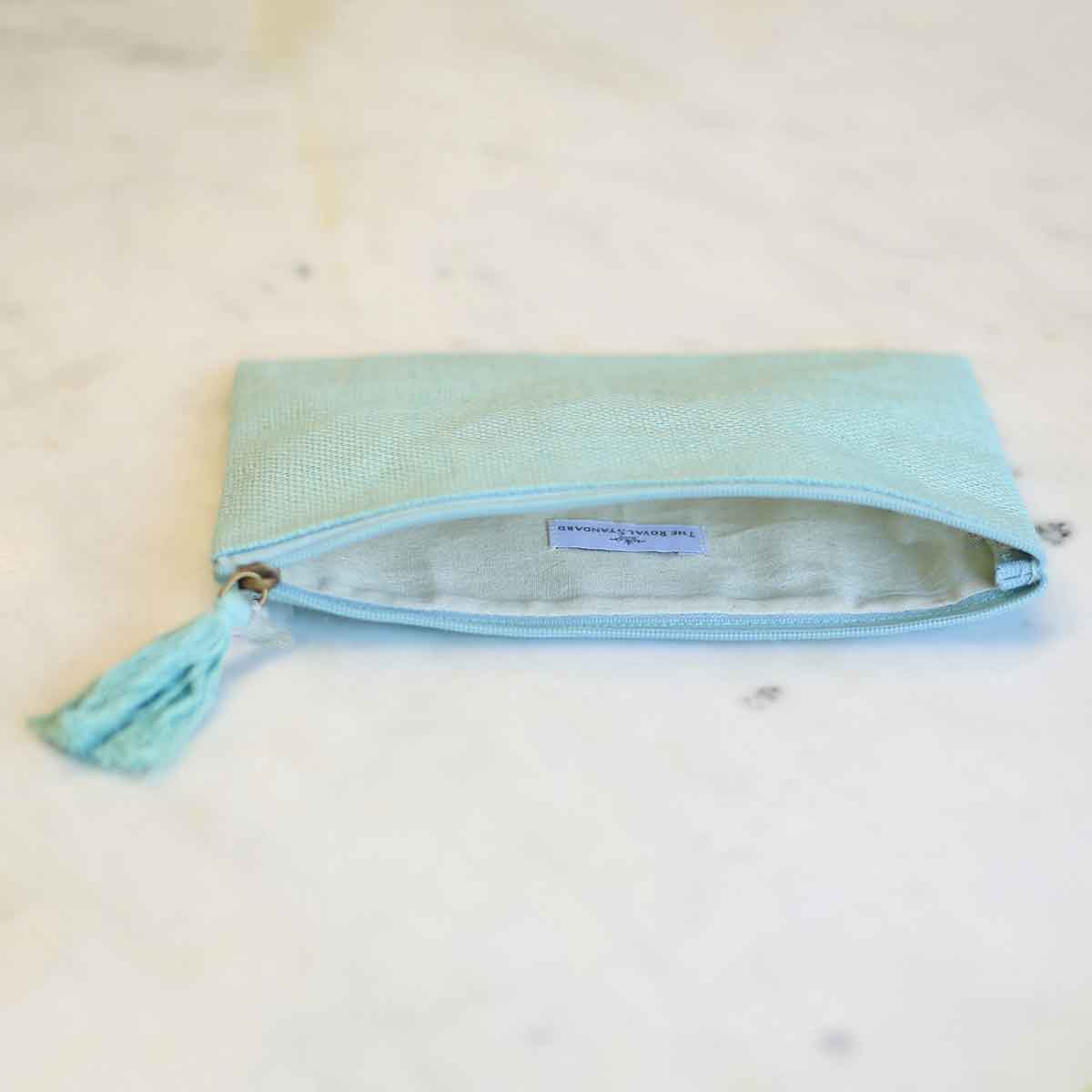 Jute Cosmetic Bag   Sky   10x6
