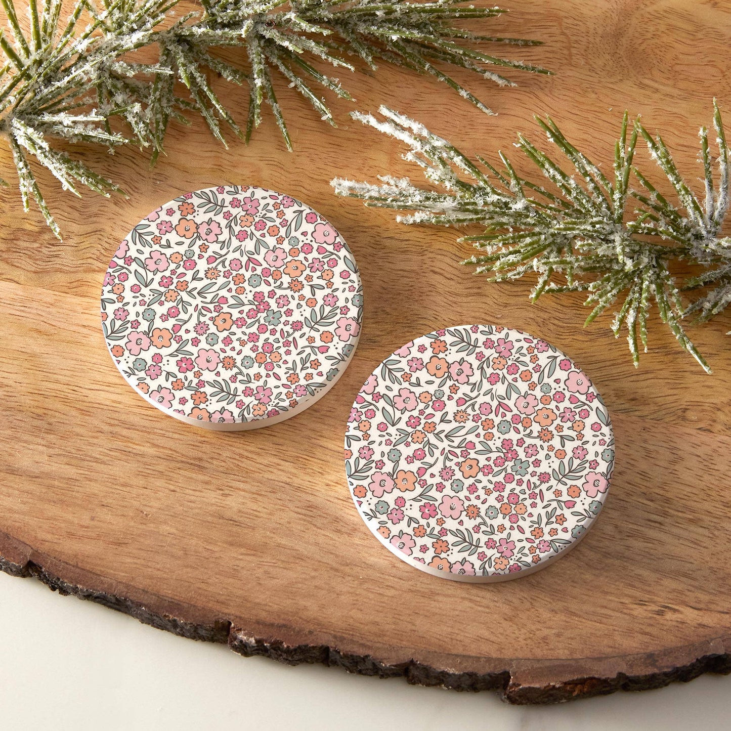 Clairmont & Co - Car Coaster 2-Pack Kalia Lane-Floral Pattern