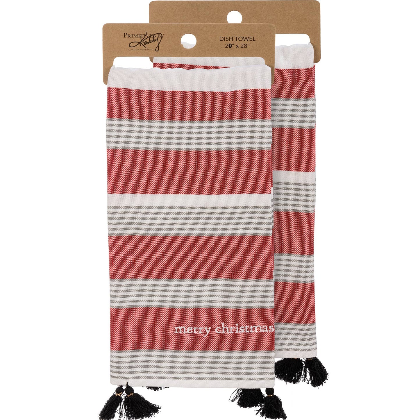 Primitives by Kathy - Merry Christmas Striped Kitchen Towel