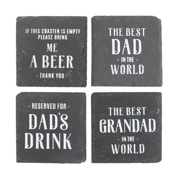 Something Different Wholesale - Set of 24 Slate Father's Day Coasters for Him in Display