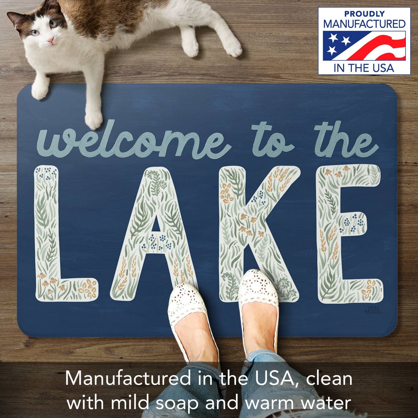 CounterArt/Highland Home/Thirstystone - "Welcome To Lake" 30" x 20" Decorative Comfort Floor Mat