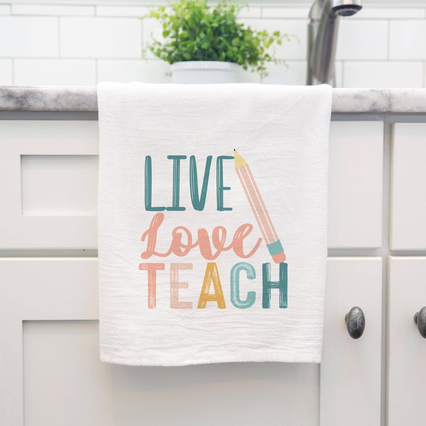Clairmont & Co - Cotton Tea Towel, Live Love Teach, Teacher Gift, Decor