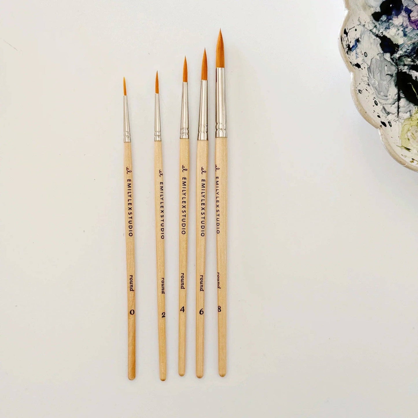 emily lex studio - Watercolor paintbrush set of five wood brushes