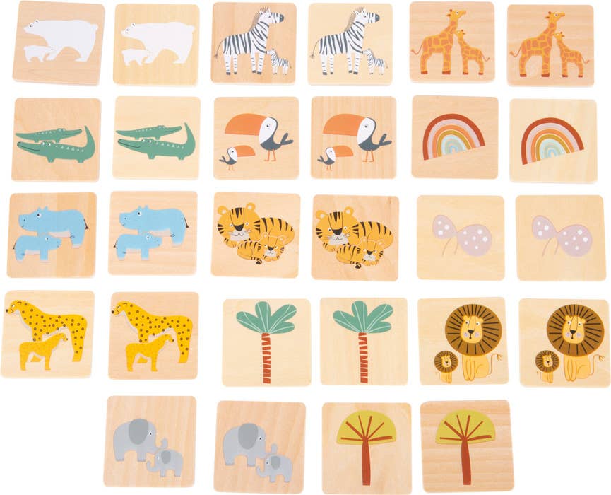 Hauck Toys - Small Foot Wooden Toys Safari Themed Memory Game