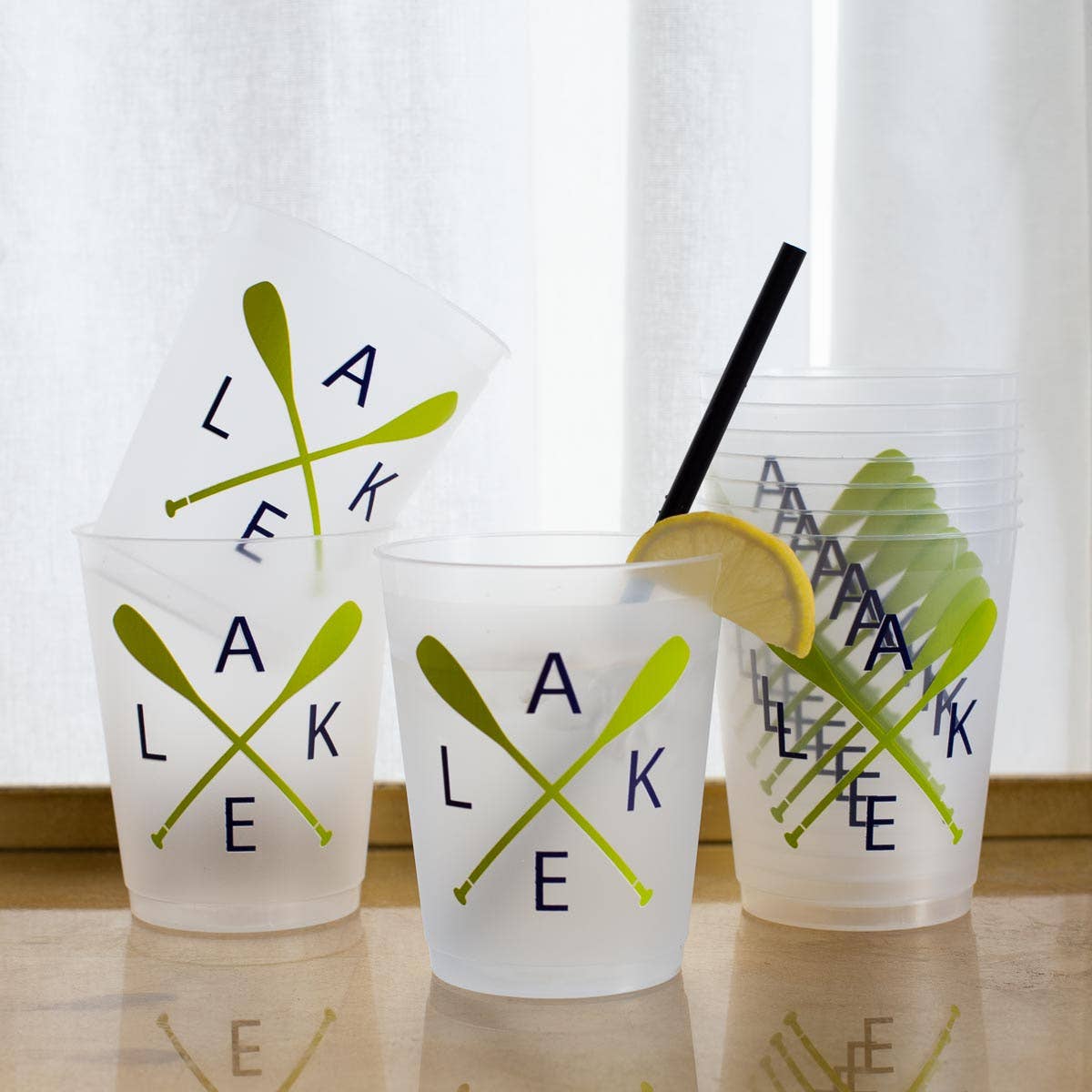 The Royal Standard - Lake Party Cups   Frosted/Navy/Lime   16oz   Set of 10
