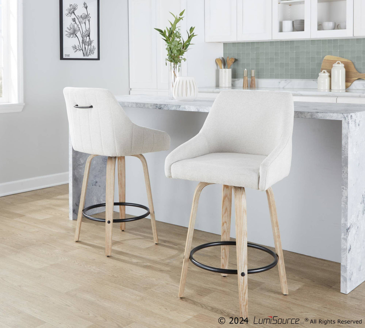 LumiSource and Grandview Gallery - Hannah 26" Fixed-Height Counter Stool WW - Set of 2