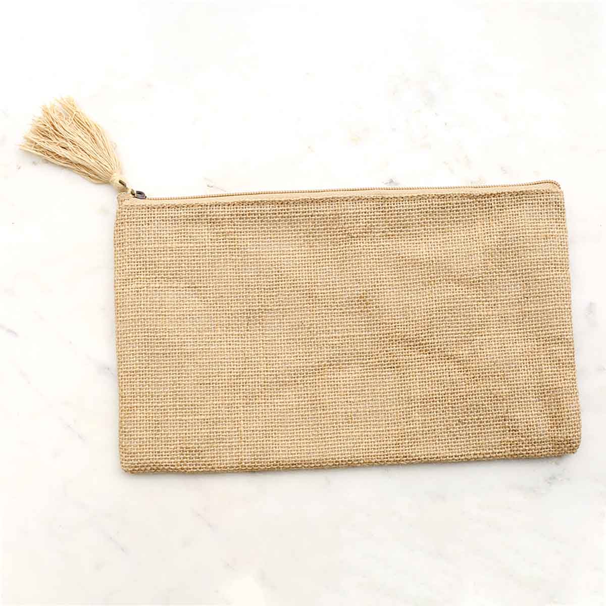 Jute Cosmetic Bag   Natural   10x6