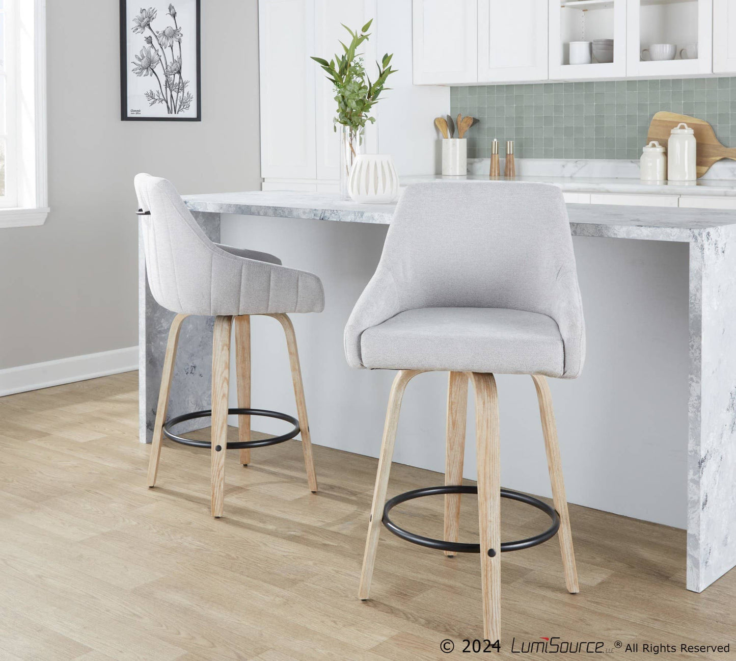 LumiSource and Grandview Gallery - Hannah 26" Fixed-Height Counter Stool WW - Set of 2
