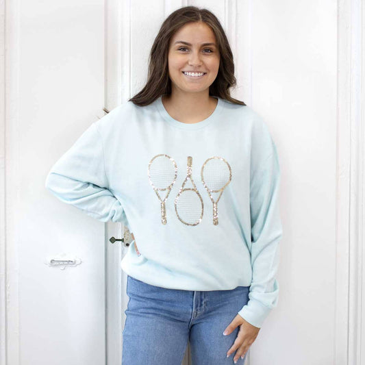 The Royal Standard - Tennis Club Sequin Sweatshirt   Sky/Gold   -Asst.