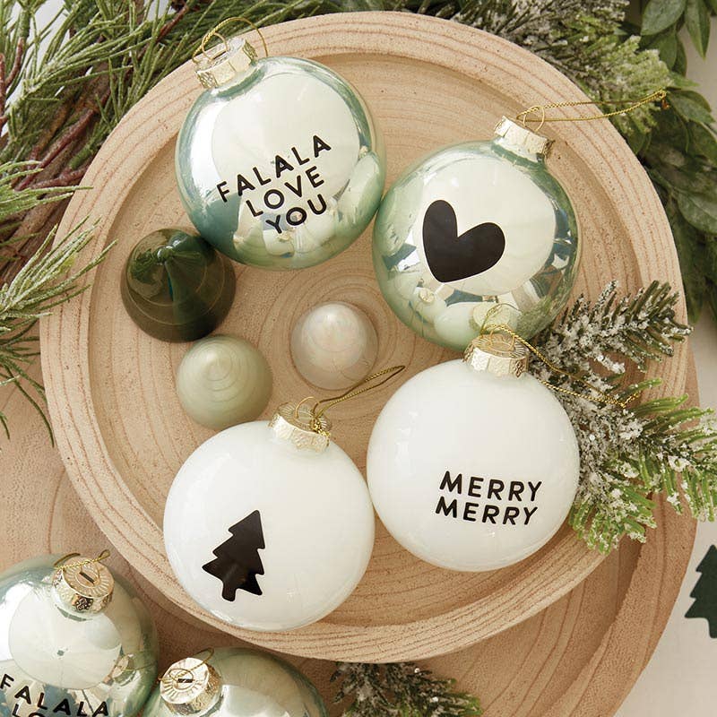 Santa Barbara Design Studio by Creative Brands - Glass Ornament Set - Merry Merry + Tree - Set of 2