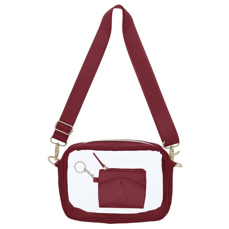 Jane Marie - Game Day Maroon Clear Crossbody + Keychain Wallet