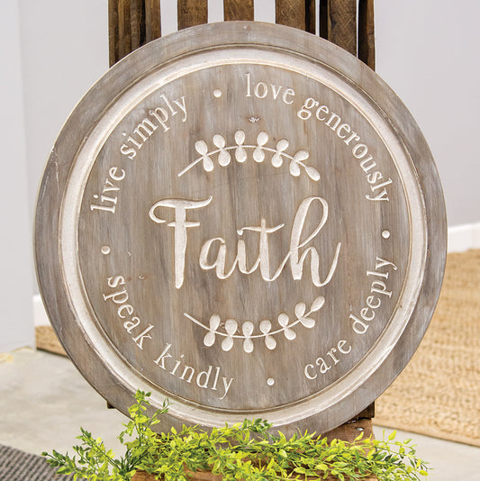 Distressed Faith Round Sign