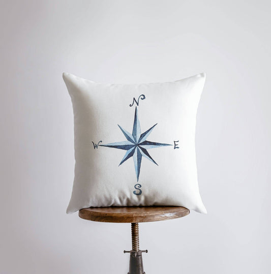 UniikPillows - Watercolor Compass | Throw Pillow | Home Decor | Modern Decor | Nautical | Ocean | Gift for Her | Accent Pillow Cover | Beach | Sea