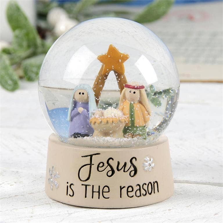 Blossom Bucket & Crossroads Home - Jesus is the Reason Snow Globe With Holy Family